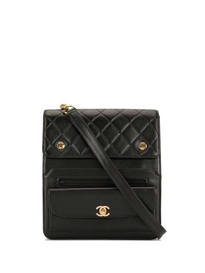 Chanel Pre-owned Diamond Quilted Flap Work Bag - Black
