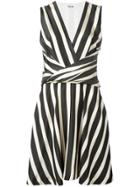 Msgm Striped Flared Dress - Black