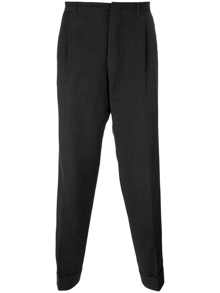 Romeo Gigli Pre-owned Pinstripe Tapered Trousers - Grey