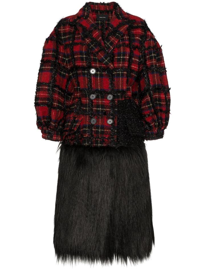 Simone Rocha Tartan Faux Fur Alpaca Wool-blend Coat - Multicolour