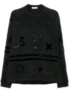 Valentino Counting Embroidered Sweatshirt - Black