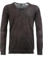 Avant Toi Distressed V-neck Jumper, Men's, Size: Xxl, Grey, Silk/cashmere