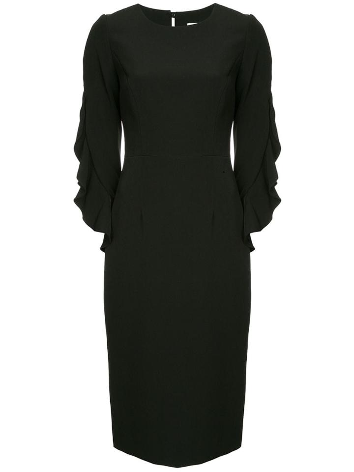 Milly Ruffled Sleeve Midi Dress - Black