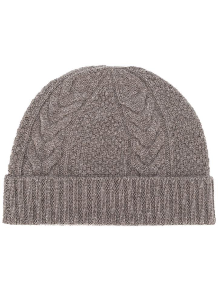 N.peal Cable Knit Beanie, Women's, Brown, Cashmere