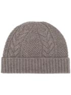 N.peal Cable Knit Beanie, Women's, Brown, Cashmere