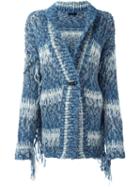 Twin-set Fringed Detailed Cardigan, Women's, Size: Medium, Blue, Acrylic/polyamide/wool