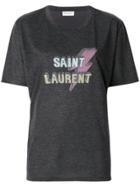 Saint Laurent Lightning Bolt Print T-shirt - Grey