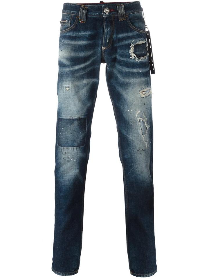 Philipp Plein 'justin' Straight-leg Jeans, Men's, Size: 30, Blue, Cotton/polyester