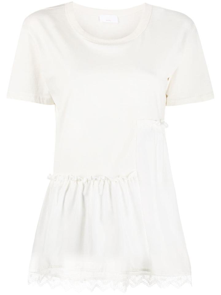 P.a.r.o.s.h. Lace Trim T-shirt - White