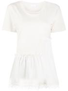 P.a.r.o.s.h. Lace Trim T-shirt - White