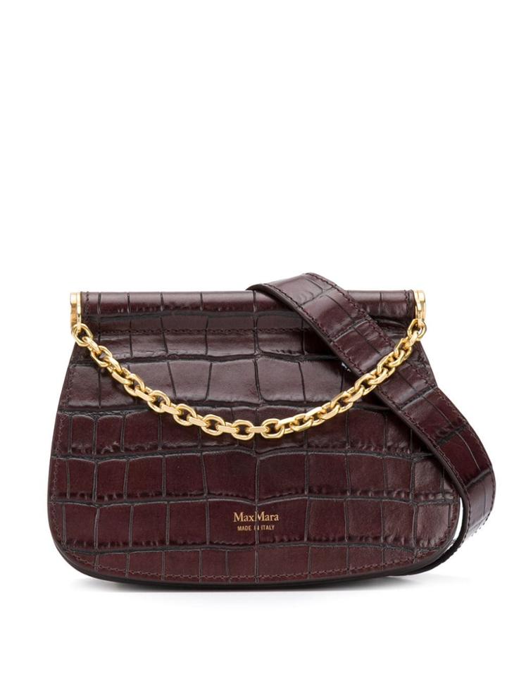 Max Mara Crocodile Effect Belt Bag - Red