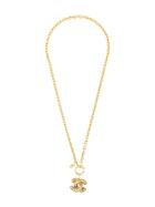Chanel Pre-owned Diamond Embossed Pendant Necklace - Gold