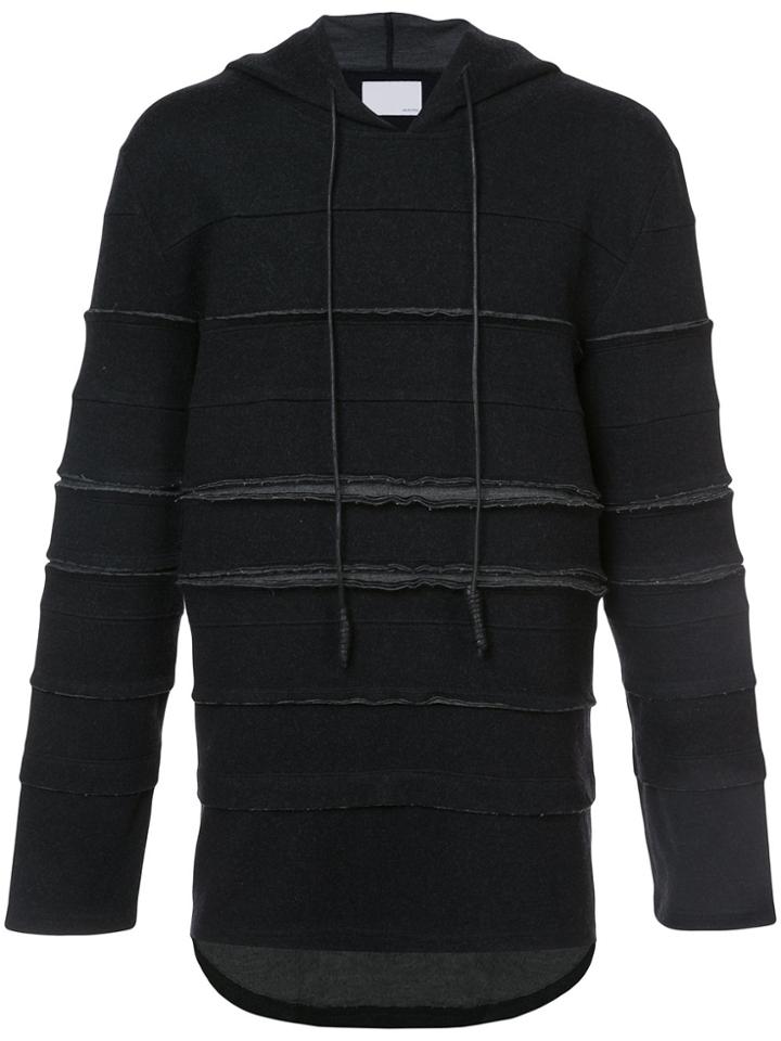 Private Stock Raw Edge Panelled Hoodie - Black