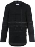 Private Stock Raw Edge Panelled Hoodie - Black