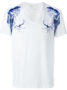 Alexander Mcqueen Bird Print T-shirt, Men's, Size: M, White, Cotton