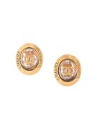 Chanel Vintage Cc Logo Stones Earrings - Gold