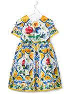 Dolce & Gabbana Kids 'majolica' Dress, Girl's, Size: 8 Yrs, Yellow/orange
