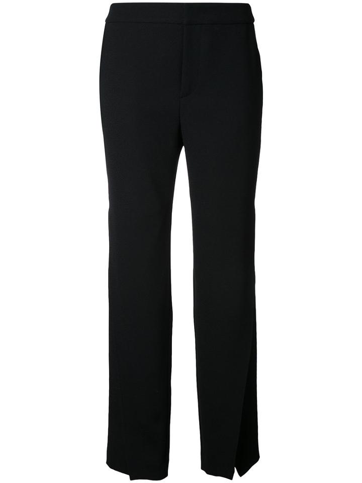 Le Ciel Bleu Front Slit Straight Pants, Women's, Size: 36, Black, Polyester/acetate