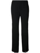 Le Ciel Bleu Front Slit Straight Pants, Women's, Size: 36, Black, Polyester/acetate