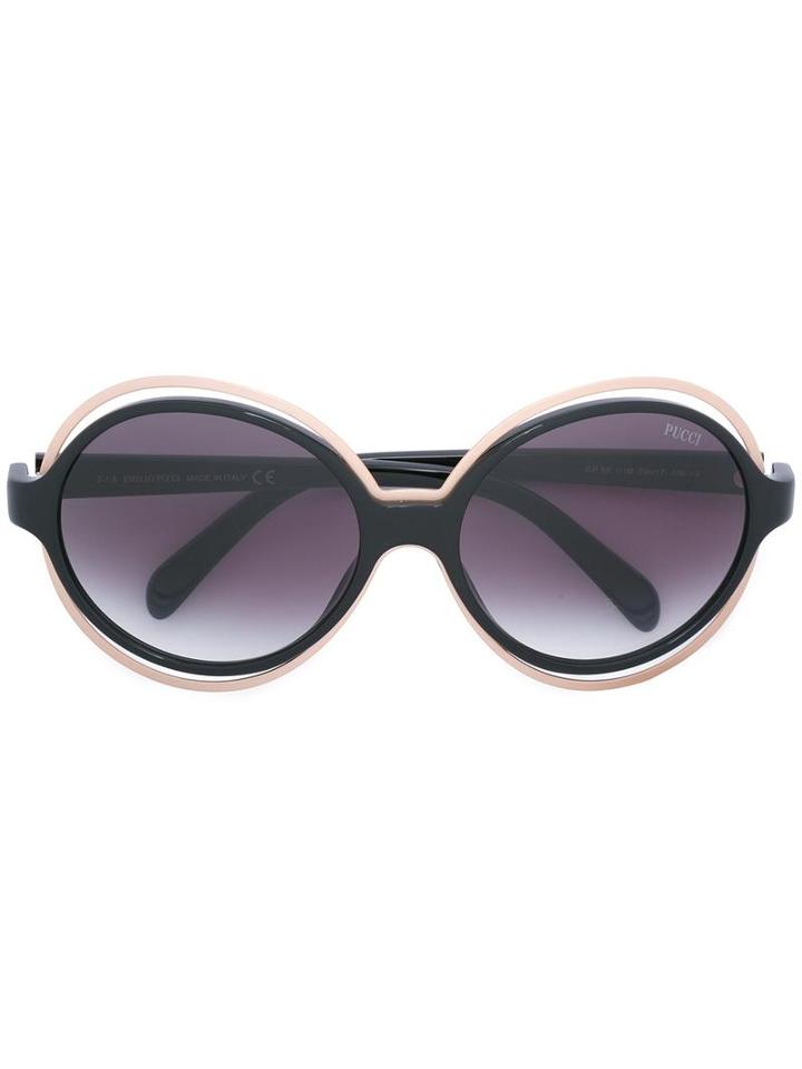 Emilio Pucci - Round Shaped Sunglasses - Women - Acetate/metal (other) - One Size, Black, Acetate/metal (other)