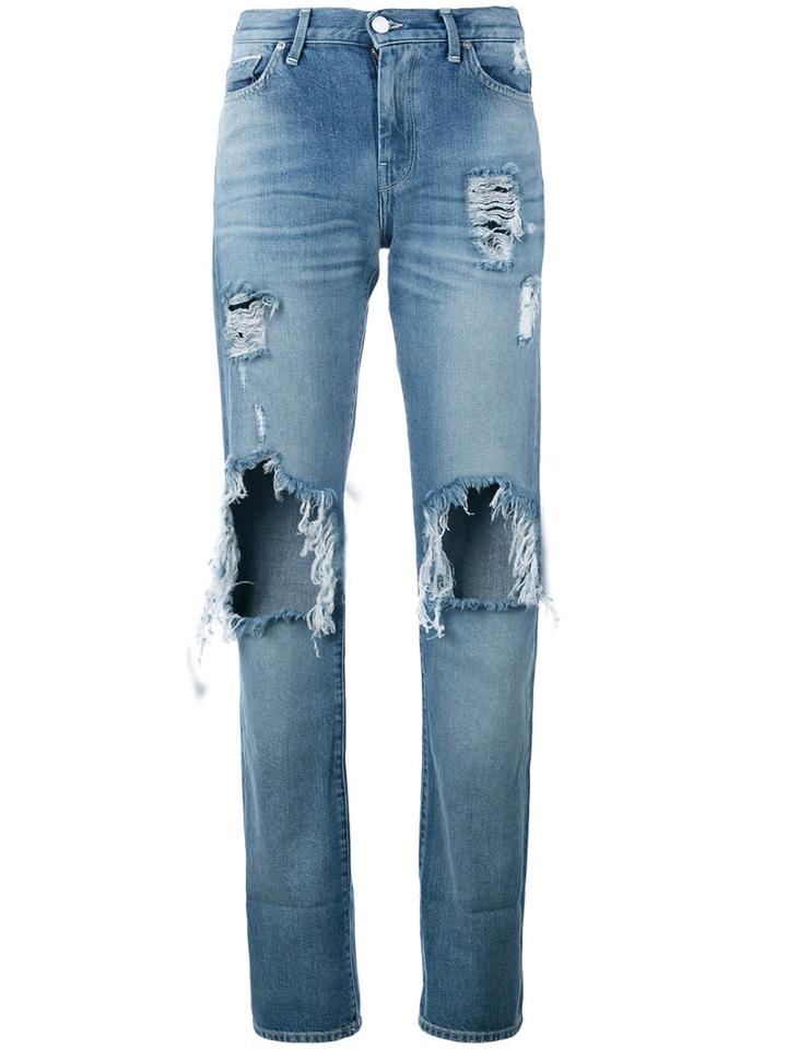 7 For All Mankind Denim Distressed Jeans, Women's, Size: 27, Blue, Cotton