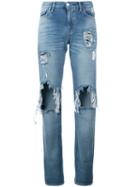 7 For All Mankind Denim Distressed Jeans, Women's, Size: 27, Blue, Cotton