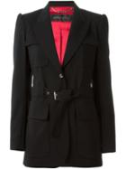 Barbara Bui Belted Cargo Jacket, Women's, Size: 36, Black, Polyester/spandex/elastane/viscose/wool