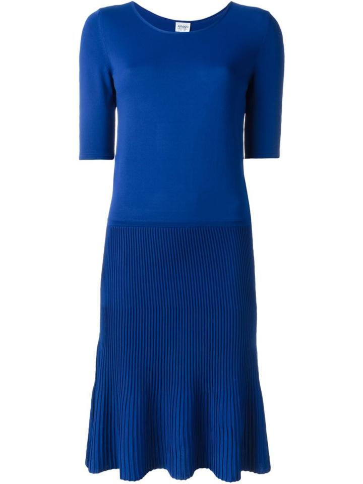 Armani Collezioni Pleated Skirt Knit Dress