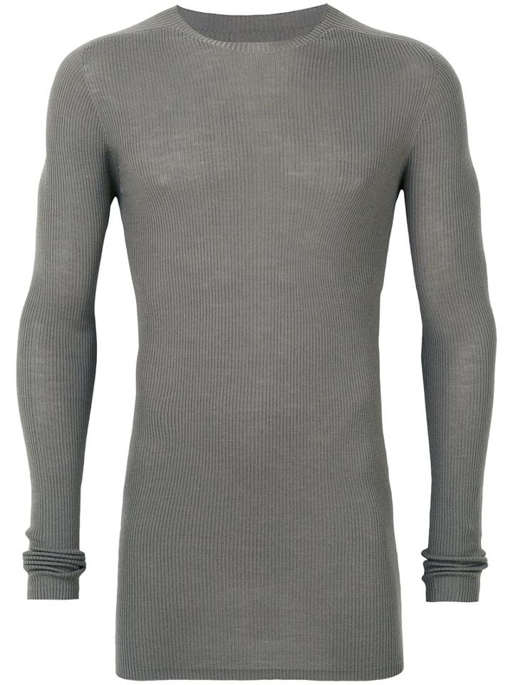 Rick Owens - Ribbed Jumper - Men - Virgin Wool - L, Grey, Virgin Wool