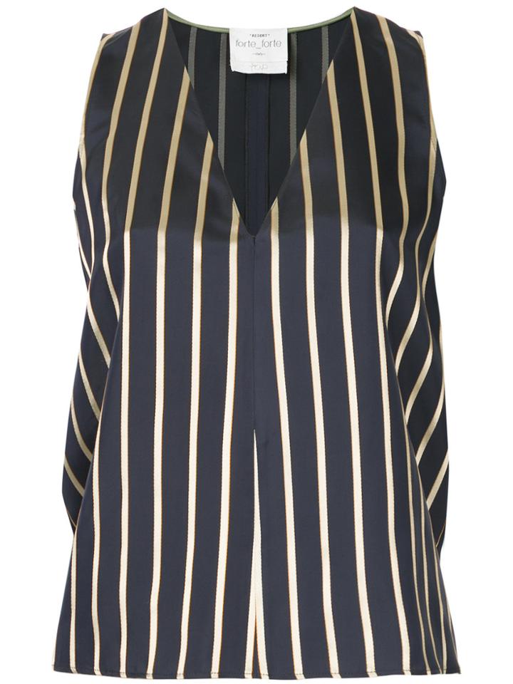 Forte Forte Striped V-neck Tank - Black