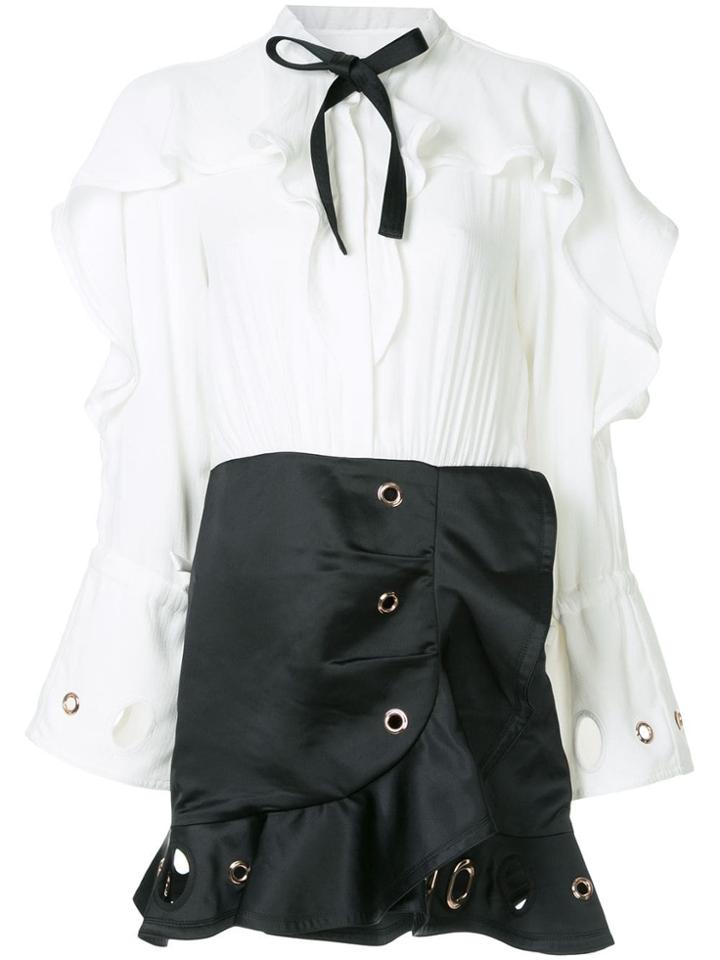 Self-portrait Short Ruffled Dress - White