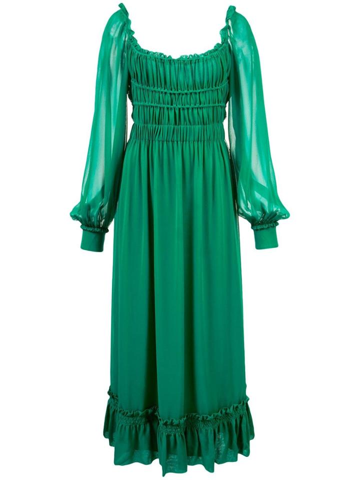Proenza Schouler Crepe Chiffon Square Neck Dress - Blue