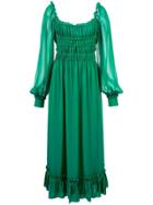 Proenza Schouler Crepe Chiffon Square Neck Dress - Blue
