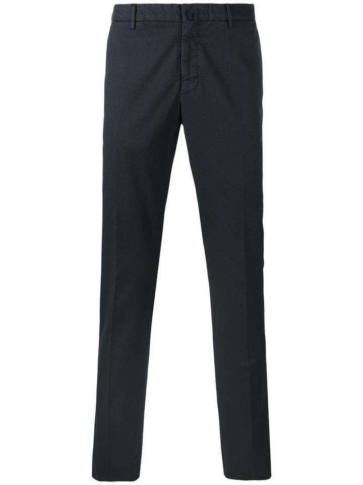 Incotex Cropped Tapered Trousers, Men's, Size: 52, Blue, Cotton/spandex/elastane