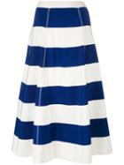 Rossella Jardini Striped Full Skirt, Women's, Size: 44, Blue, Cotton/viscose