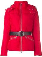 Michael Michael Kors Belted Puffer Jacket, Women's, Size: Small, Red, Polyester/feather Down