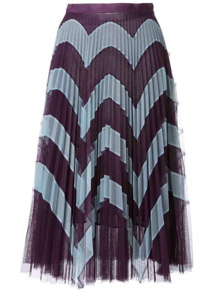 Mary Katrantzou Zig-zag Print Pleated Skirt, Women's, Size: 12, Blue, Polyester