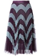 Mary Katrantzou Zig-zag Print Pleated Skirt, Women's, Size: 12, Blue, Polyester