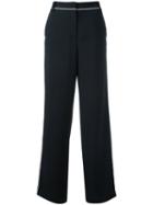 Tibi Wide-legged Trousers, Size: 8, Blue, Polyester