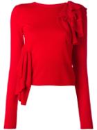 Mm6 Maison Margiela Ruffled Detail Jumper, Women's, Size: Medium, Red, Viscose/wool
