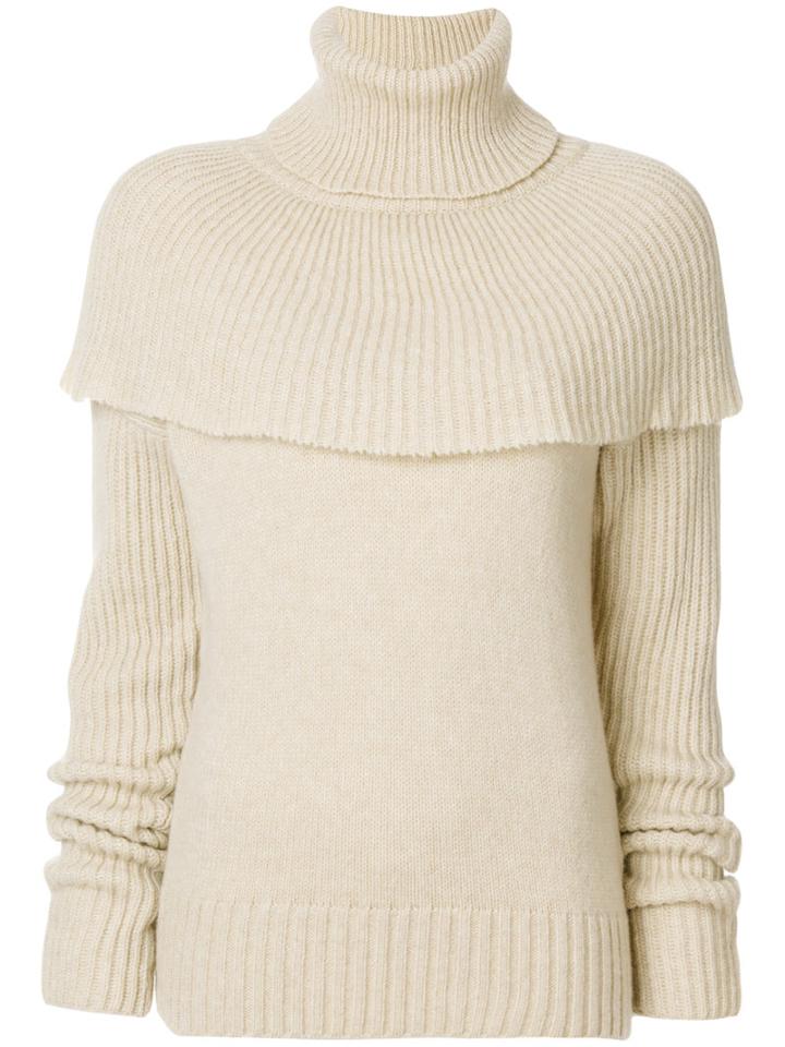 Agnona - Cape Shoulder Sweater - Women - Polyamide/camel Hair/wool - 42, Nude/neutrals, Polyamide/camel Hair/wool