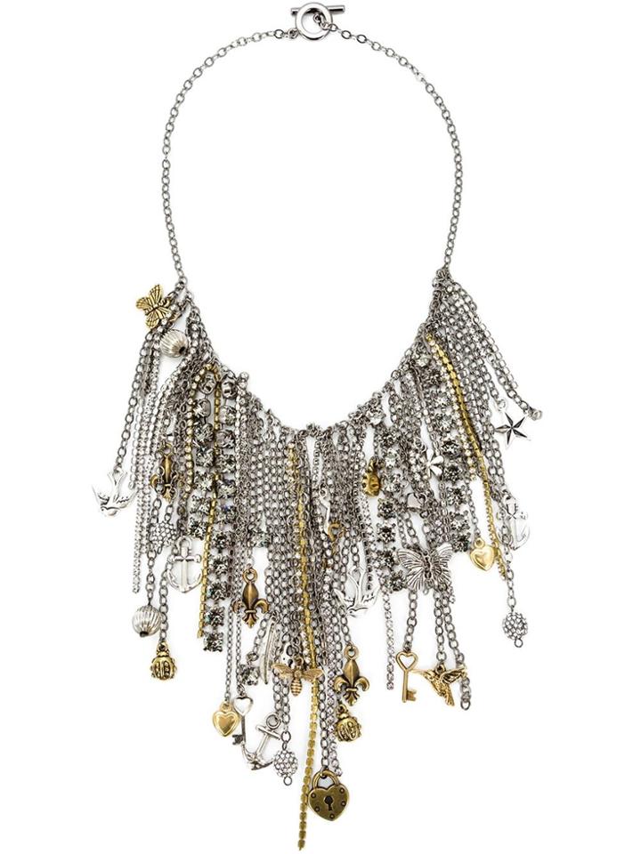Vera Wang Multi Chain And Charms Necklace - Grey