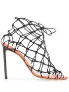 Francesco Russo Knotted Fishnet Sandals - Black