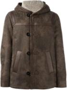 Neil Barrett Hooded Leather Jacket, Men's, Size: Small, Brown, Lamb Skin/lamb Fur