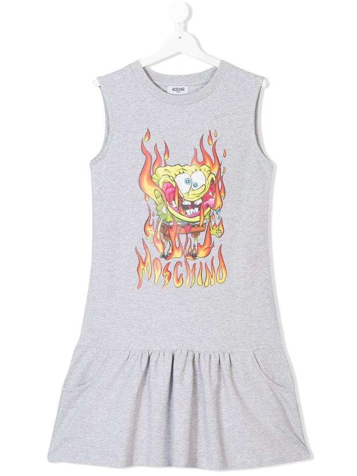 Moschino Kids Sponge Bob Print Dress - Grey