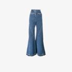 Esteban Cortazar High Waisted Flared Jeans, Women's, Size: 36, Blue, Cotton