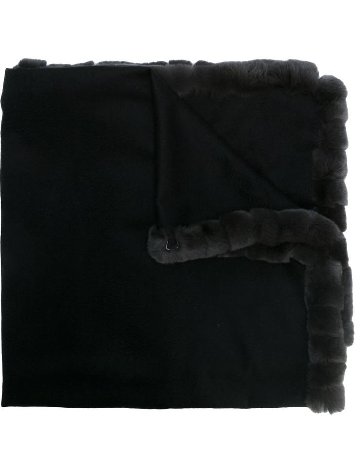 N.peal Fur Trim Woven Shawl