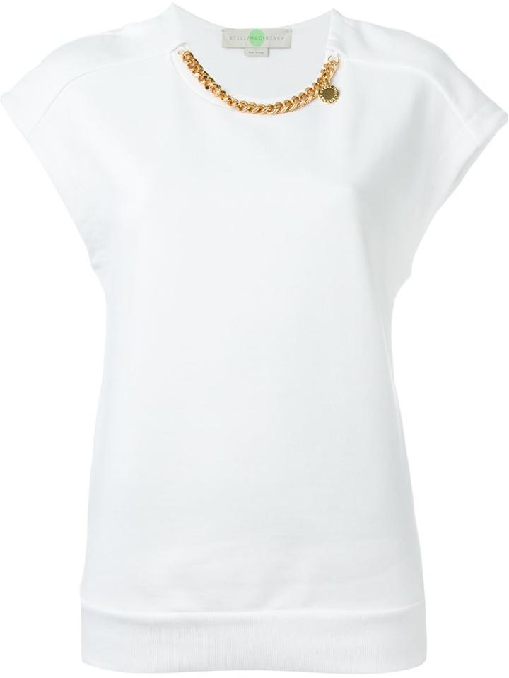 Stella Mccartney 'falabella Chain' T-shirt, Women's, Size: 42, White, Cotton/aluminium/metal (other)