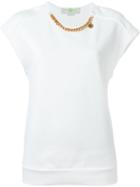 Stella Mccartney 'falabella Chain' T-shirt, Women's, Size: 42, White, Cotton/aluminium/metal (other)