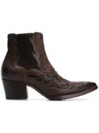 Alberto Fasciani Embroidered Cowboy Boots - Brown